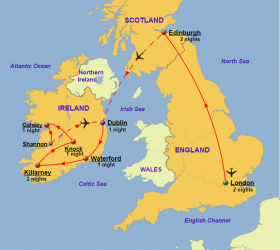 England, Scotland and Ireland - Map