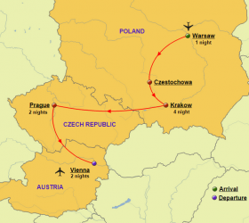 Poland, Czech Republic and Austria - Map