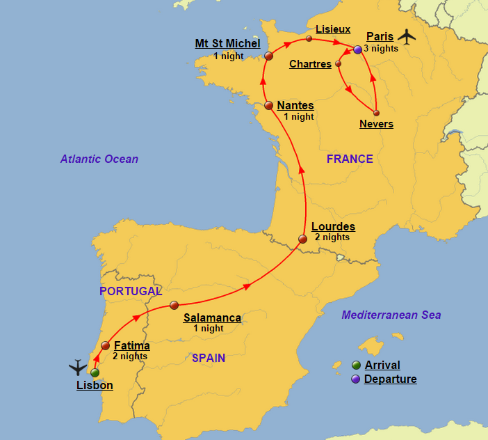 Map Of France And Portugal Portugal, Spain And France | Glory Tours