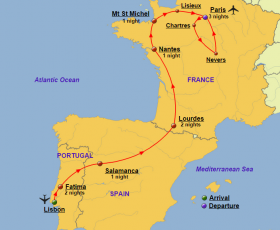 Portugal, Spain and France - Map