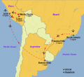 South America, Brazil, Argentina, Peru - Map