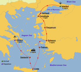 Turkey, Greece and Greek Islands Cruise - Map